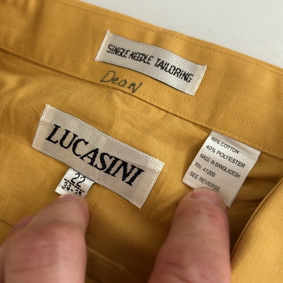 Lucasini Gold Long Sleeves Button Dress Shirt Single Needle Tailoring 22 34/35 - Picture 10 of 16
